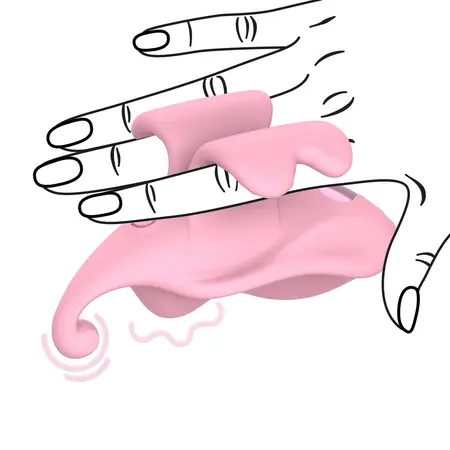 Loveline Dual Finger Vibrator Pink, kompaktni silikonski model