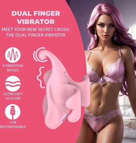 Loveline Dual Finger Vibrator Pink, kompaktni silikonski model