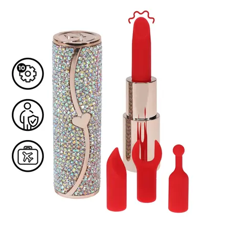 Loveline Sparkle iridescentni vibrator u obliku ruža sa 4 nastavka