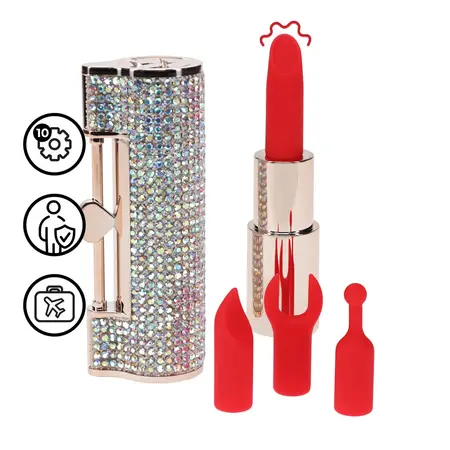 DIAMOND Lipstick intimni masažer sa 4 nastavka i prelivajućim kućištem