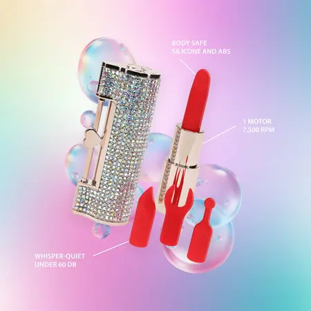 DIAMOND Lipstick intimni masažer sa 4 nastavka i prelivajućim kućištem
