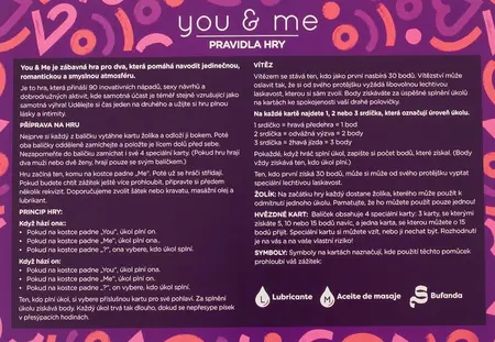 You & Me Czech Edition Couple's Game - 90 Activity Cards, Board Set