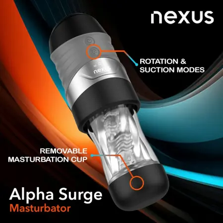 Nexus Alpha Surge Rotating & Suction Intimate Machine Black