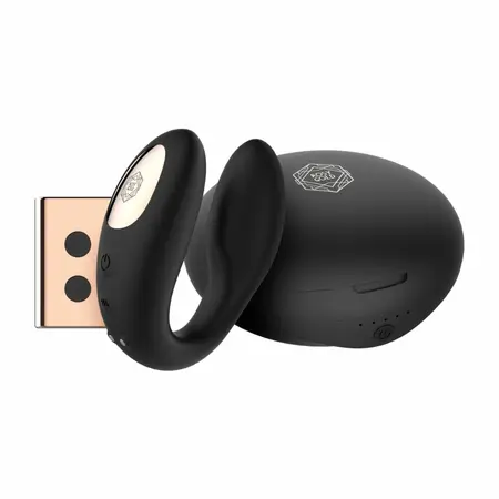 Rosy Gold C-Shape Black, višezonski vibrator sa luksuznom kutijom za punjenje