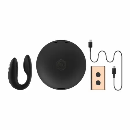 Rosy Gold C-Shape Black, višezonski vibrator sa luksuznom kutijom za punjenje