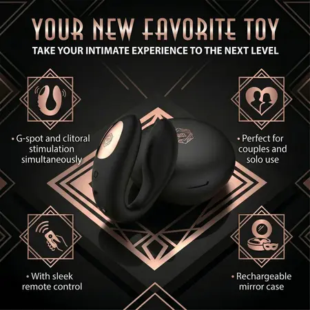 Rosy Gold C-Shape Black, višezonski vibrator sa luksuznom kutijom za punjenje