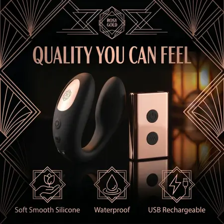 Rosy Gold C-Shape Black, višezonski vibrator sa luksuznom kutijom za punjenje