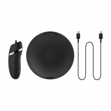 Rosy Gold Licking Stimulator Black sa premium kutijom za punjenje, kompaktni dizajn