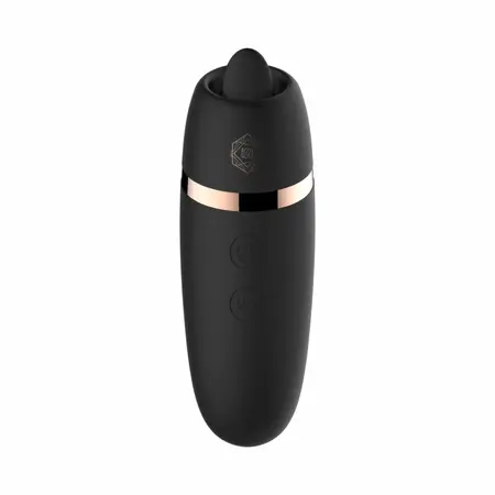 Rosy Gold Licking Stimulator Black sa premium kutijom za punjenje, kompaktni dizajn