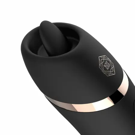 Rosy Gold Licking Stimulator Black sa premium kutijom za punjenje, kompaktni dizajn