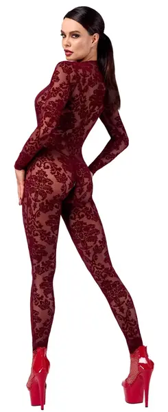 Noir Handmade Kink Royal kombinezon u bordo crvenoj boji L sa plišanim printom