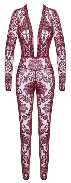 Noir Handmade Kink Royal kombinezon u bordo crvenoj boji L sa plišanim printom