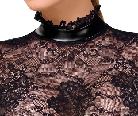 Noir Handmade Kink Royal Lace Midi haljina XL, crna sa podesivim strukom