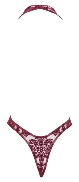 Noir Handmade Kink Royal Body Red M, providni bodi tange sa plišanim dezenom