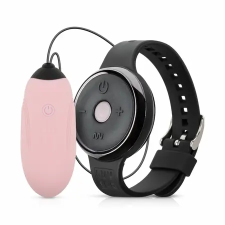 LUV EGG Pink bežični silikonski intimni stimulator sa daljinskim upravljačem u obliku sata