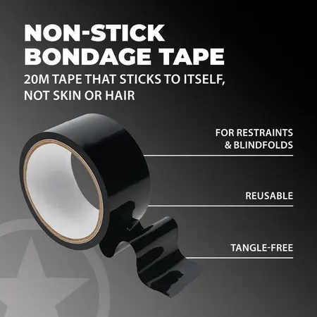 Ouch! PVC bondage traka bez lepka 20m crna, višekratni sistem za vezivanje