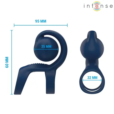 INTENSE Tyson silikonski vibrirajući prsten prečnika 3.2 cm sa 10 modova vibracije i vodootpornim dizajnom
