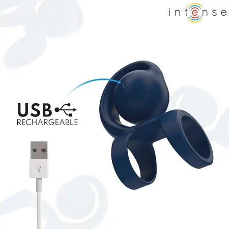 INTENSE Tyson silikonski vibrirajući prsten prečnika 3.2 cm sa 10 modova vibracije i vodootpornim dizajnom