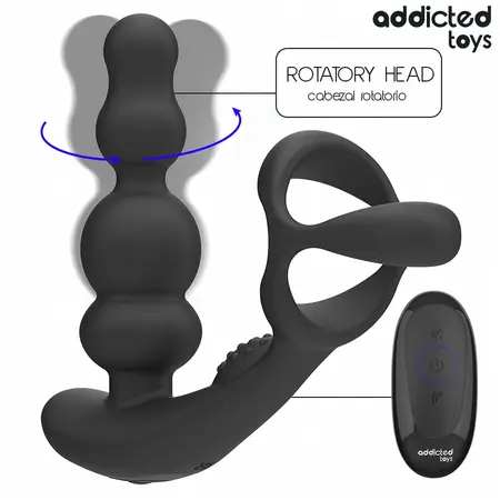 Addicted Toys rotirajući masažer prostate sa daljinskim upravljačem od crnog silikona