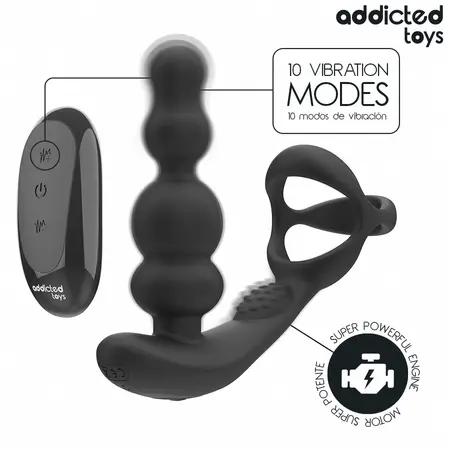 Addicted Toys rotirajući masažer prostate sa daljinskim upravljačem od crnog silikona