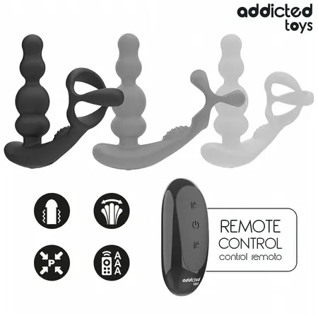 Addicted Toys rotirajući masažer prostate sa daljinskim upravljačem od crnog silikona