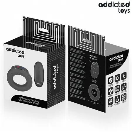 Addicted Toys vibrirajući silikonski prsten sa efektom zagrevanja i daljinskim upravljačem, crni