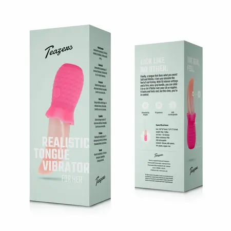 Teazers Tongue roze vibrator u obliku jezika, fleksibilni silikonski masažer za spoljašnju stimulaciju sa USB punjenjem
