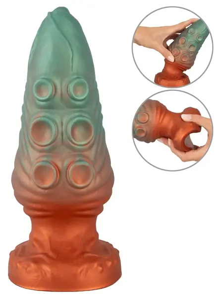 Beasty Cocks Atlantis Silicone Plug with Suction Cup 21cm Metallic