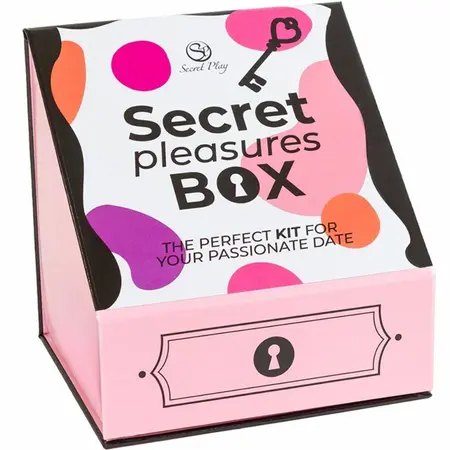 Secret Play Pleasures Box za parove, kockice, vibrirajući metak, pero za škakljanje, roze set