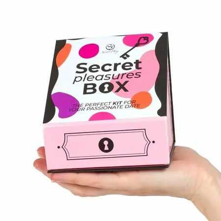 Secret Play Pleasures Box za parove, kockice, vibrirajući metak, pero za škakljanje, roze set
