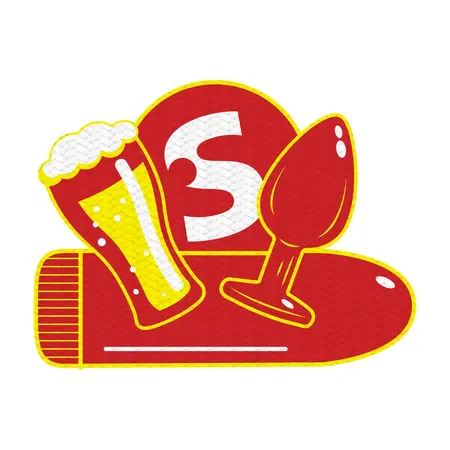 Shots tkani bedž Carnival Edition sa motivom piva i zabavnih ikonica, izdržljiva zakrpa