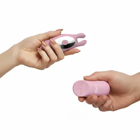 Teazers Bunny Dual-Action Couple Device with Remote, Pink, USB Rechargeable