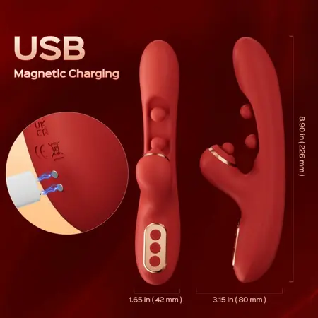 HoneyPlayBox Tickler Red - Wiggling & Tapping Multi-Function Vibrator
