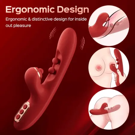 HoneyPlayBox Tickler Red - Wiggling & Tapping Multi-Function Vibrator