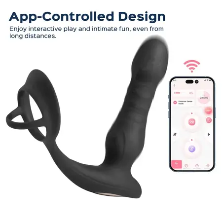 HoneyPlayBox Cyrus Pro Thrusting Anal Massager Black Silicone App-Controlled