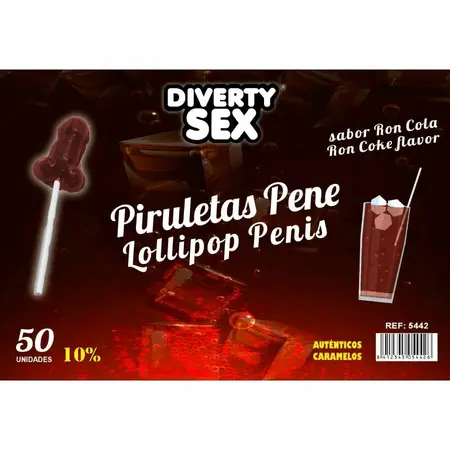 DIVERTY SEX DIABLO GOLOSO lizalice sa ukusom ruma i kole i 10% alkohola, pakovanje od 50 komada