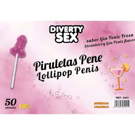 DIABLO GOLOSO Gin Tonik Jagoda Lizalice 50kom 10% Alkohola Pink 5cm