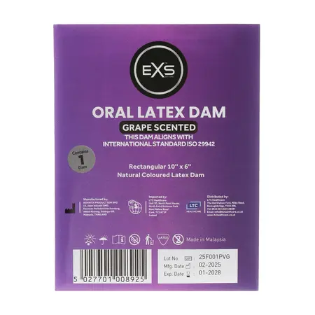 EXS Oral Dam Grape lateks zaštitna folija 1 kom aromatizovani zaštitni sloj