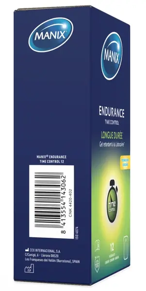 Manix Endurance Time Control 12-Pack Performance Delay Condoms 53mm