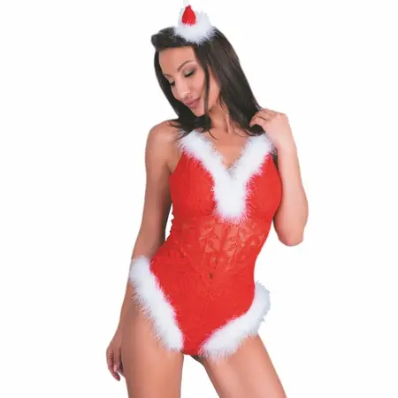 LivCo Corsetti Fashion LC 90706 praznični božićni bodi S/M crveno beli
