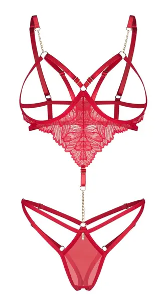 Obsessive Matildea crveni bodi L/XL sa otvorenim dizajnom i podesivim detaljima