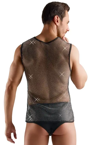 Svenjoyment Net Shirt L Black with Sparkling Accents - Lightweight Mesh Top