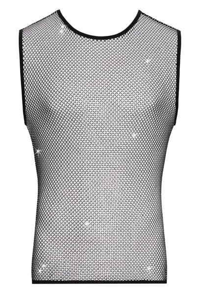 Svenjoyment Men's Sleeveless Black Net Shirt with Sparkling Accents M