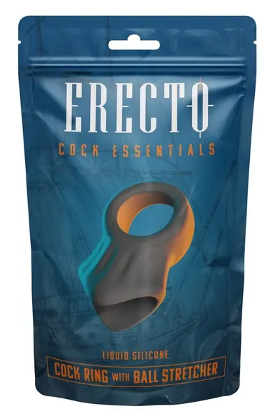 Erecto duo intimni prsten i rastezač mošnica od tečnog silikona, crni, 8 cm
