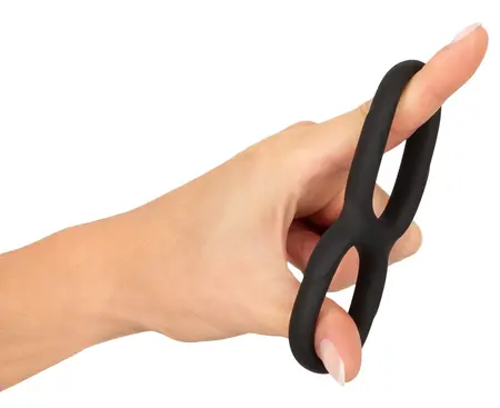 Erecto Double Support Ring fleksibilni dvostruki prsten od tečnog silikona crni 19g