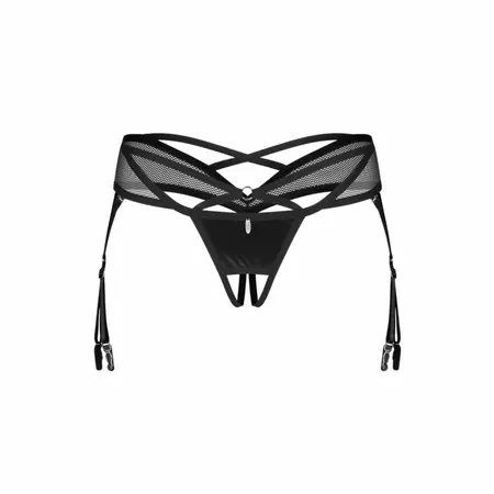Obsessive Dominna Open Dizajn Tanga Crna sa Podesivim Kačicama 2XL/3XL