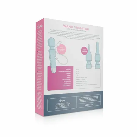EasyToys Mini Wand vibrator u plavoj boji sa 18 modova vibracije, punjiv preko USB kabla, napravljen od nežnog silikona