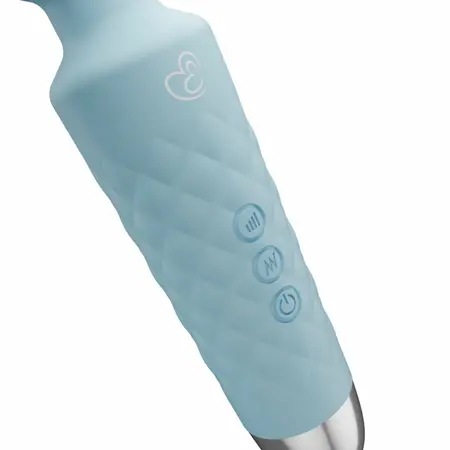 EasyToys Mini Wand vibrator u plavoj boji sa 18 modova vibracije, punjiv preko USB kabla, napravljen od nežnog silikona