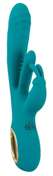 Sweet Smile Rabbit Vibrator with Thrust Function & Flicking Tongue 25cm Pink
