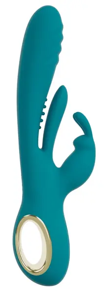 Sweet Smile Rabbit Vibrator with Thrust Function & Flicking Tongue 25cm Pink